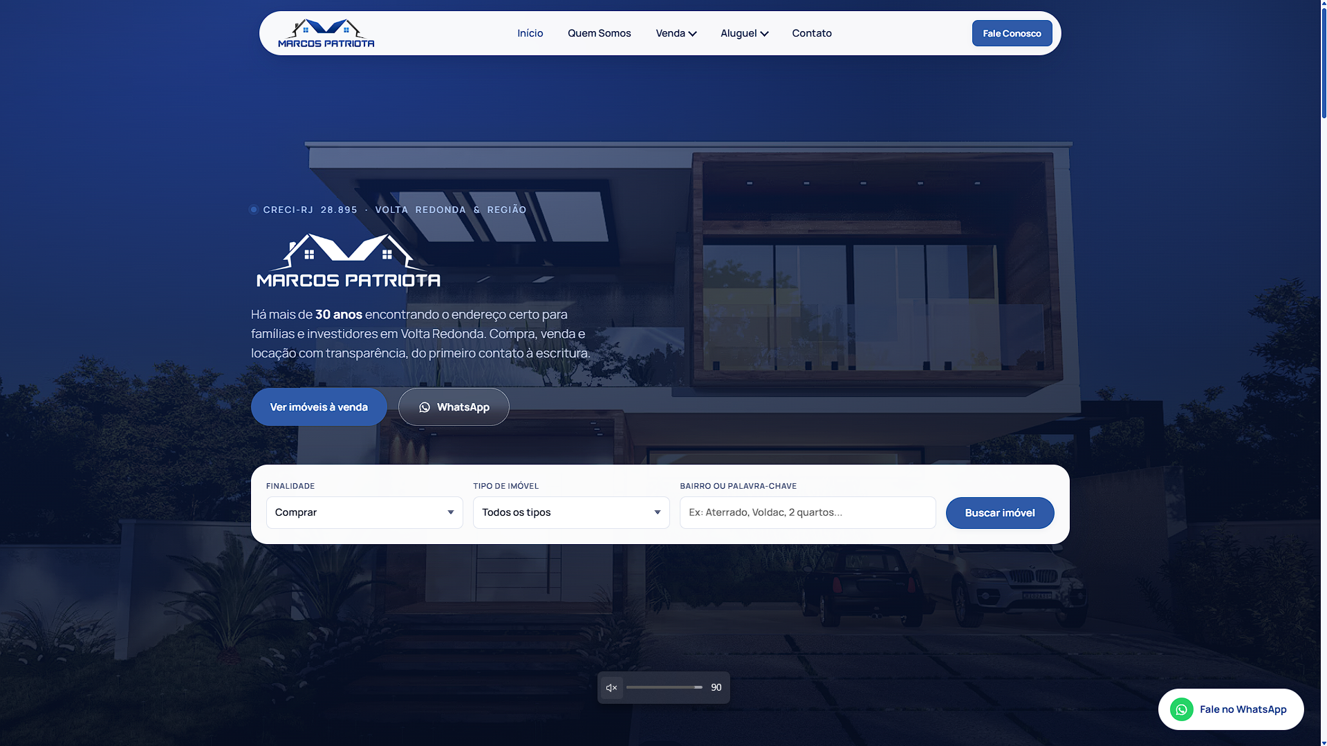 Site da imobiliária Marcos Patriota com busca de imóveis